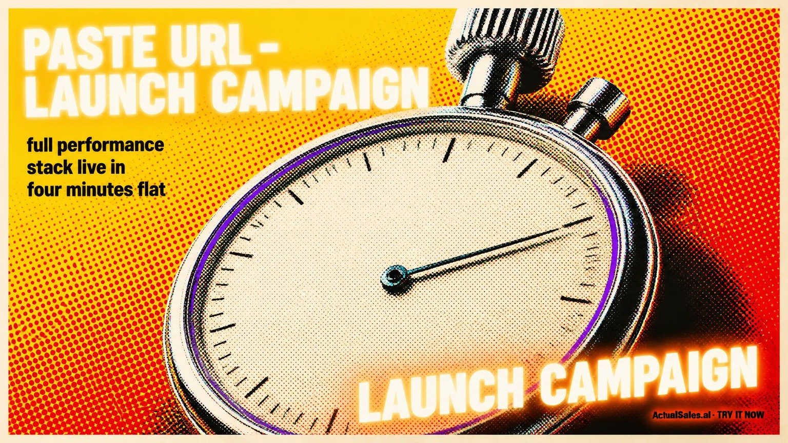 Image ad made with ActualSales.ai: paste URL, launch campaign