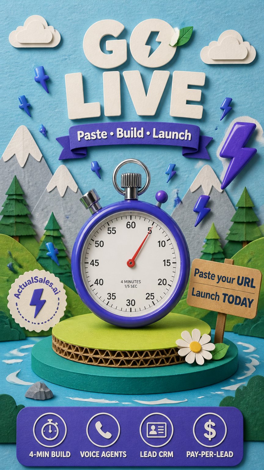 Image ad made with ActualSales.ai: go live, paste, build, launch