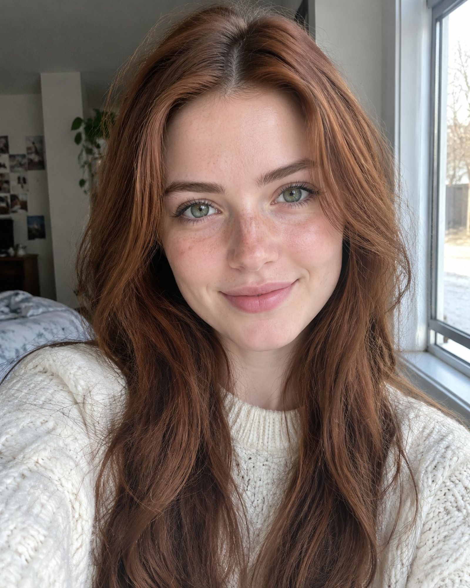 Selfie de uma rapariga ruiva