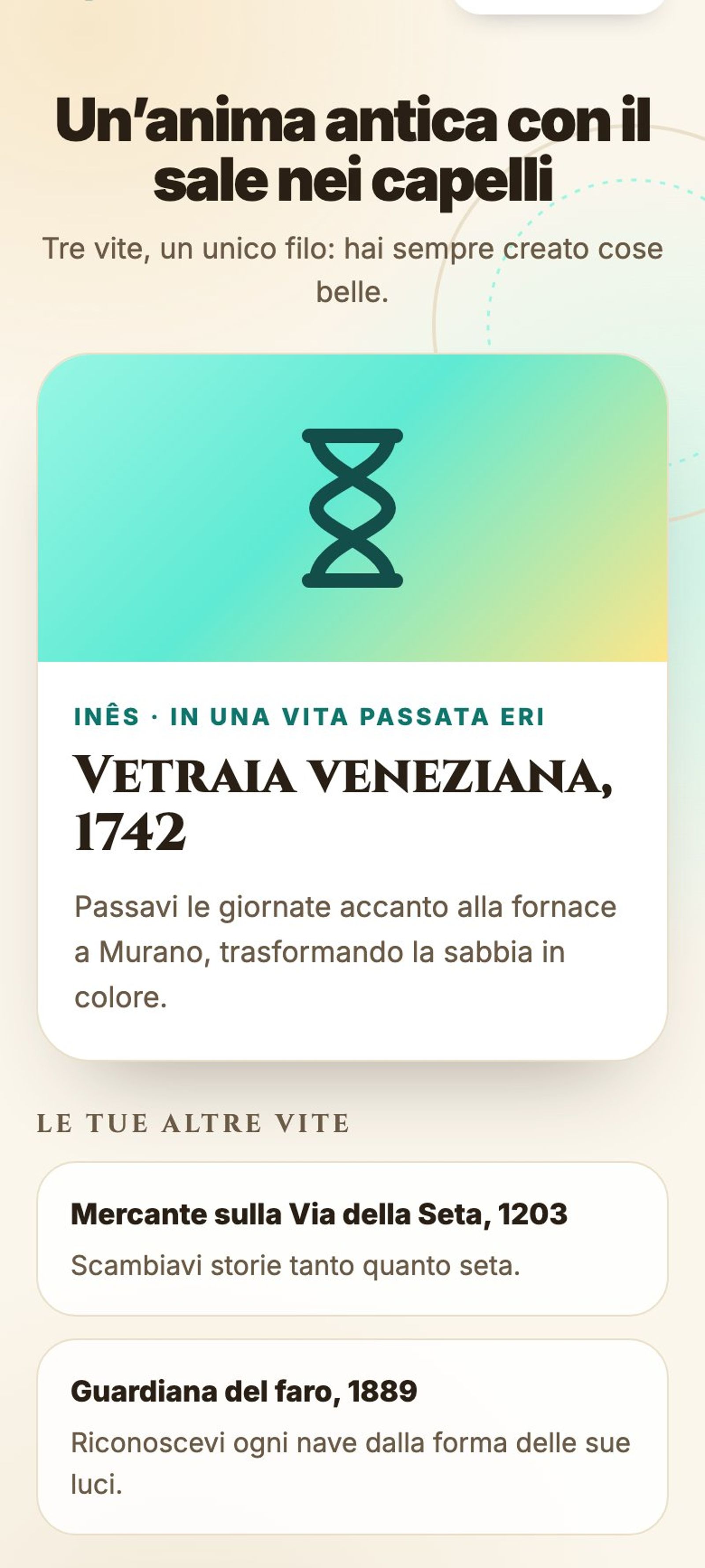 Risultato delle Vite Passate: vetraia veneziana nel 1742