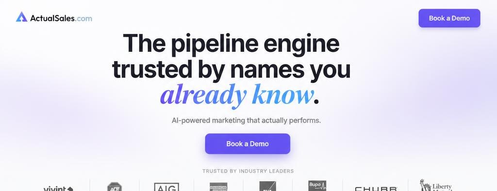 A landing page made with ActualSales.ai, built around trust